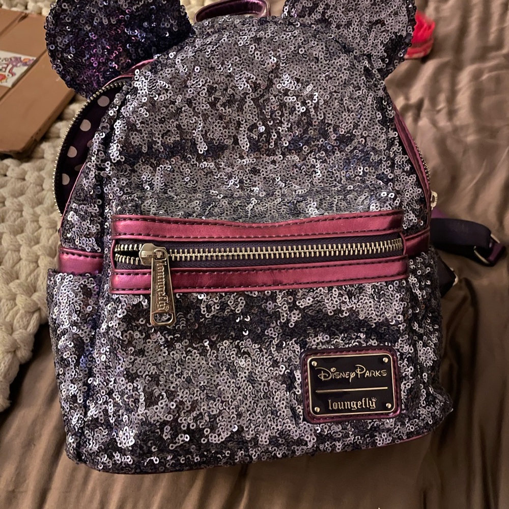 Disney Parks Loungefly Sequin Bag with Pink and Gold Accents